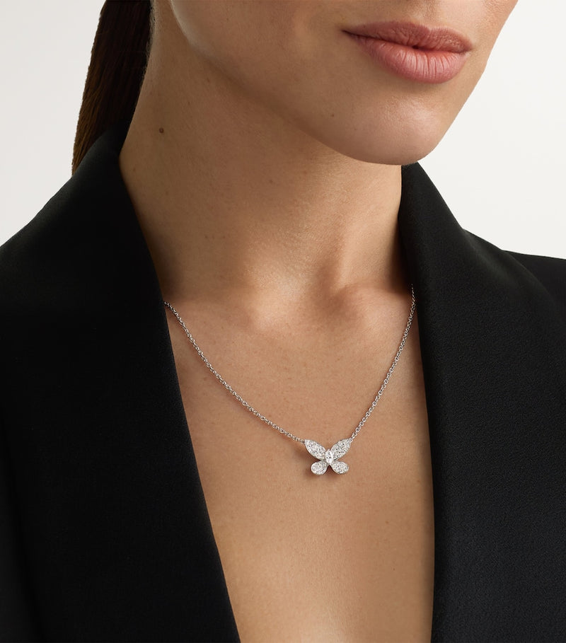 Graff white gold diamond butterfly pendant necklace, imported from the UK