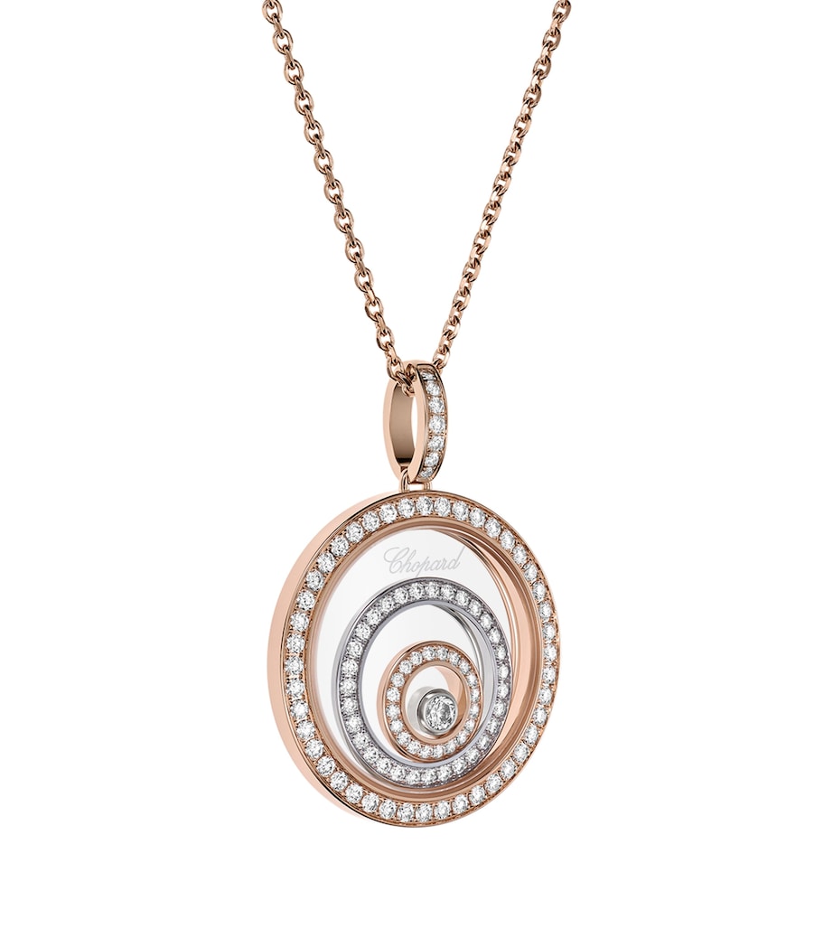 Chopard Happy Spirit necklace 18k white rose gold diamond, UK version