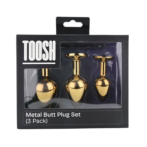 Loving Joy metal butt plug set gold set of 3 (British brand)