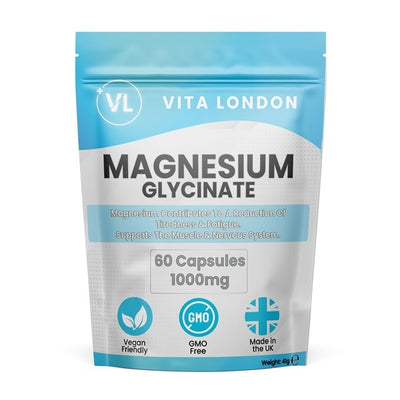 Superdrug Vita London Magnesium Glycinate 1000mg High Strength Vegan Magnesium Supplement 60 Capsules- Buy online at McGrocer