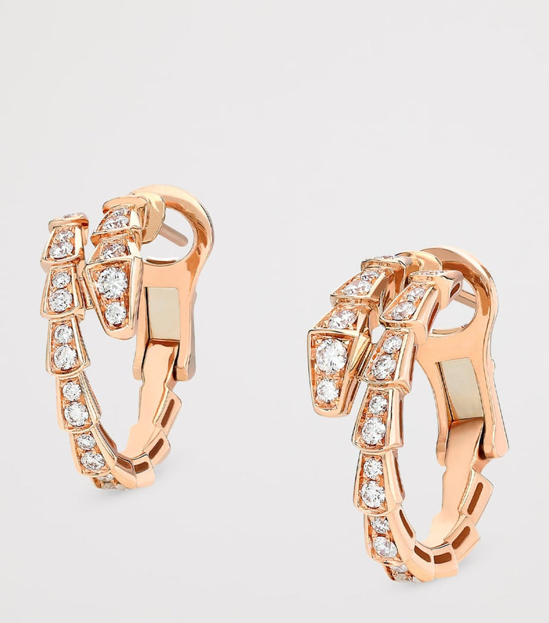 Bvlgari Serpenti Viper rose gold diamond earrings (British brand)