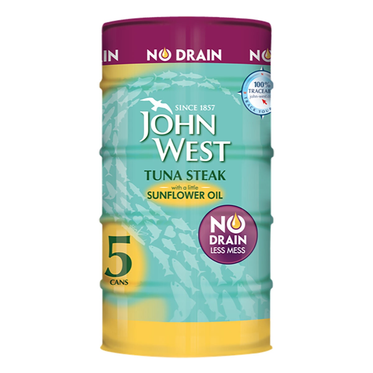 John West No Drain Tuna Steak 5x110g (British brand)