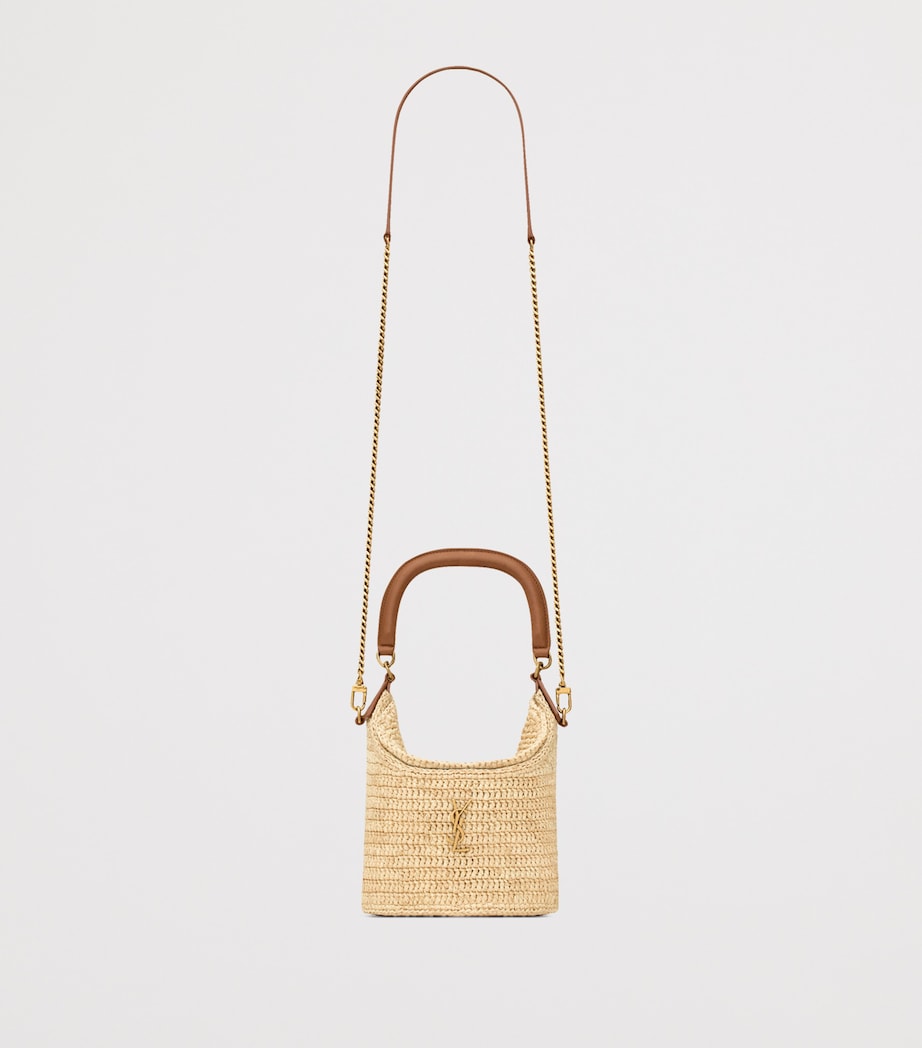 Saint Laurent raffia Gaby bucket bag with leather trims - British product