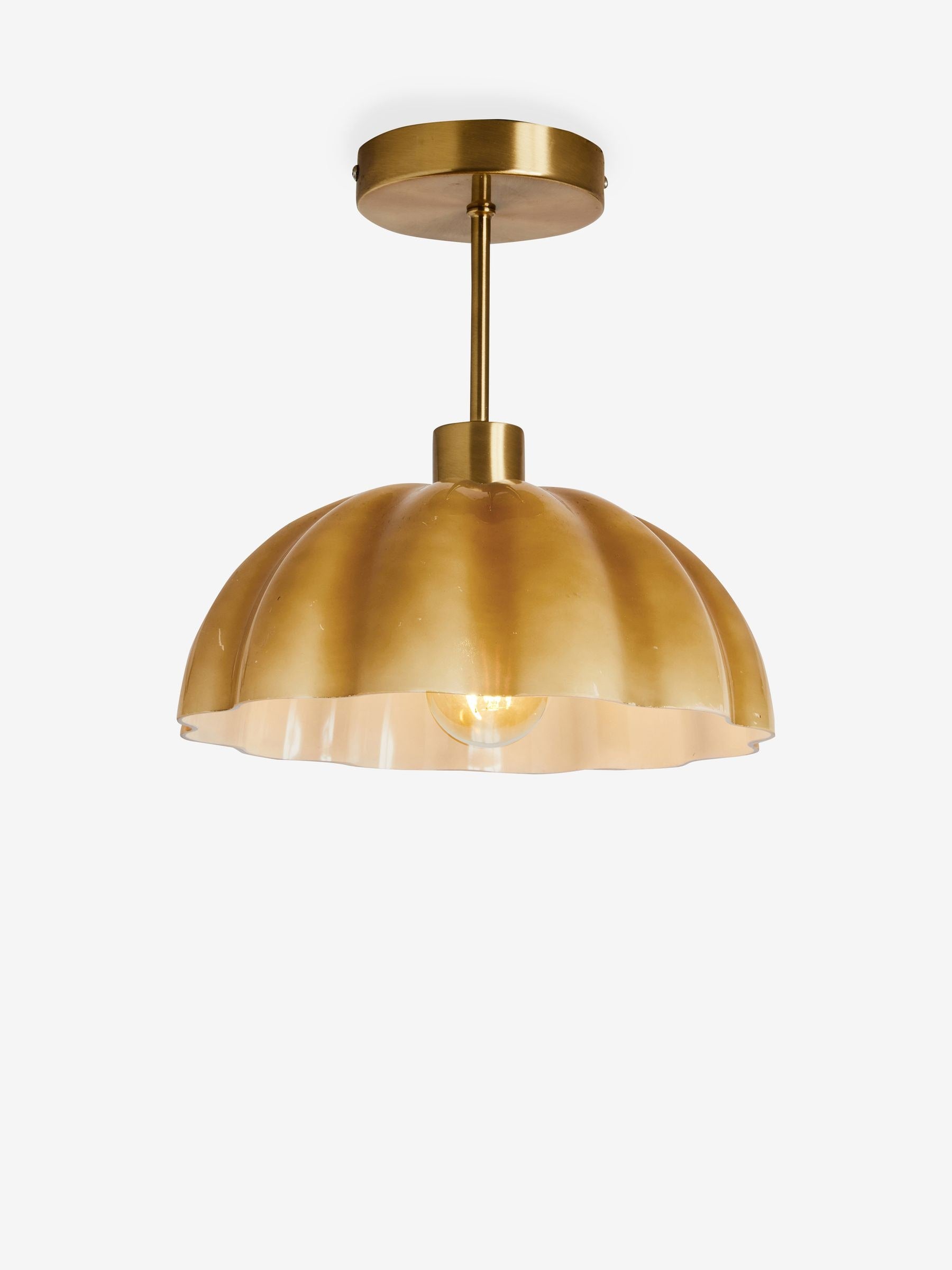 Clarke and Clarke Amber Scalloped Glass Pendant Light, UK version