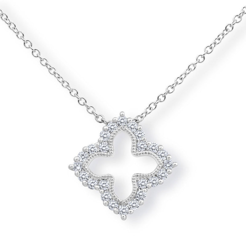 Costco 0.38ct round brilliant quatrefoil diamond pendant 18ct white gold, imported from the UK