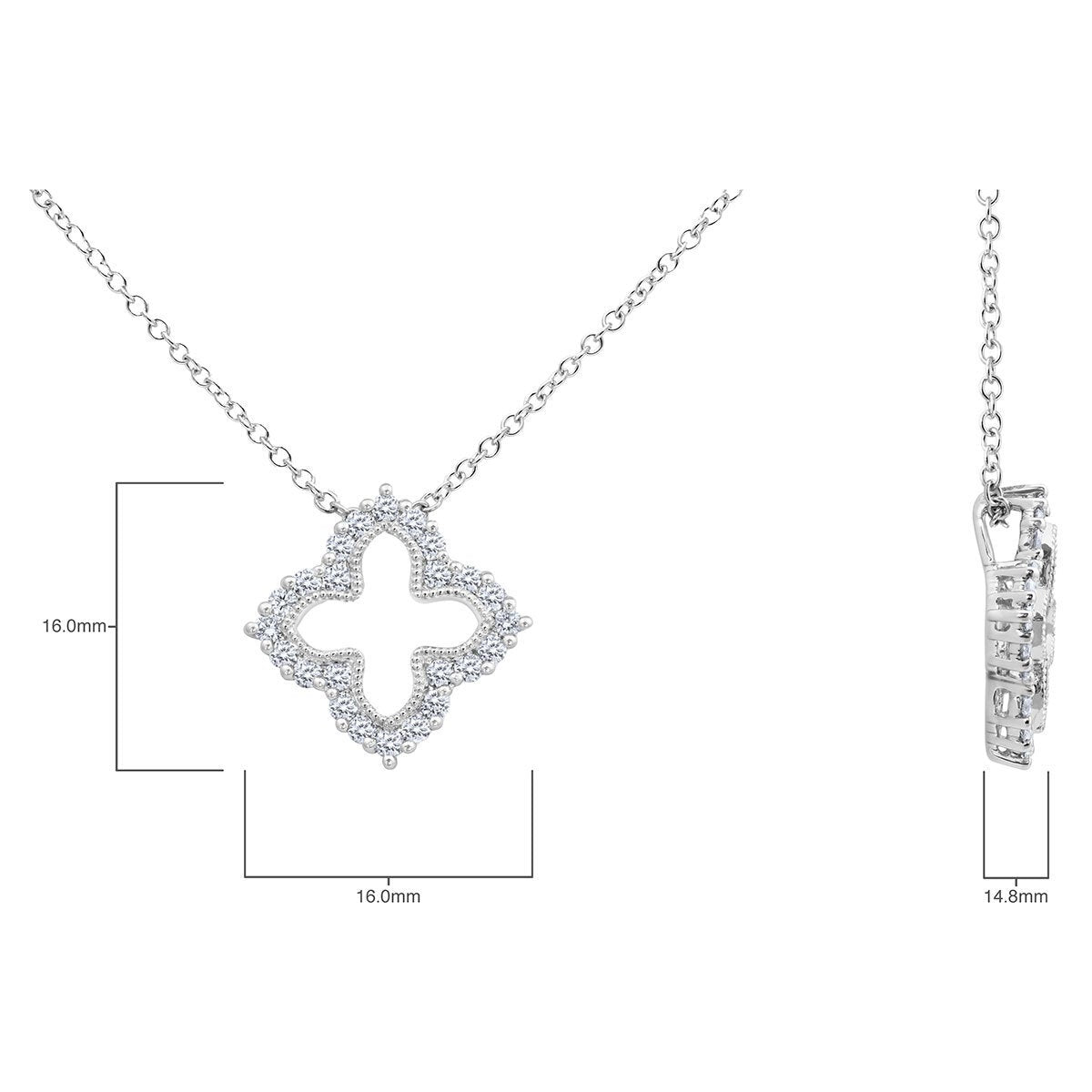 Costco 0.38ct round brilliant quatrefoil diamond pendant 18ct white gold, imported from the UK
