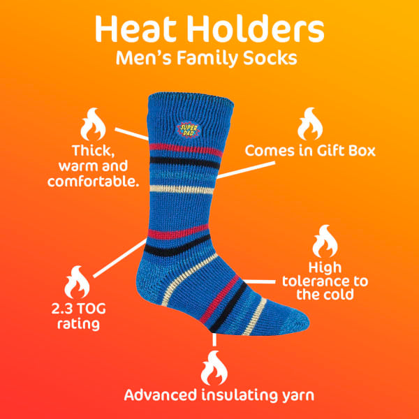 Heat Holders Mens Thermal Socks Striped UK 6-11, UK version