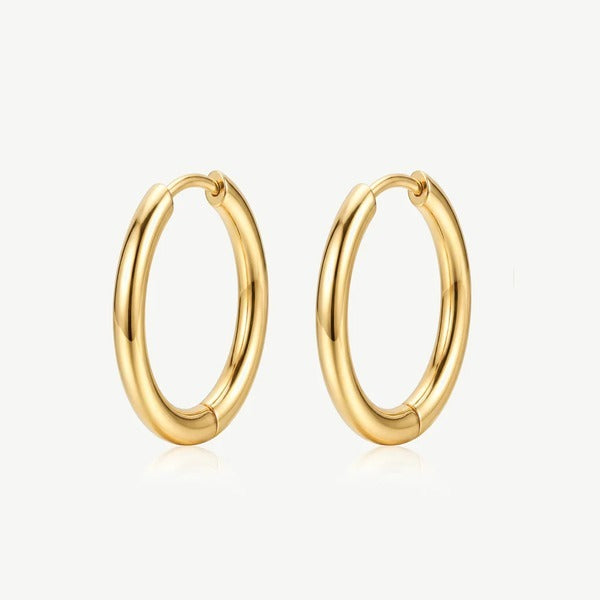 MUCHV gold solid hoop earrings 22mm (British brand)