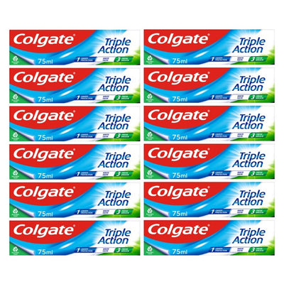 Costco UK Colgate Triple Action Toothpaste Minty Flavour Multipack 12 x 75ml- Buy online at McGrocer
