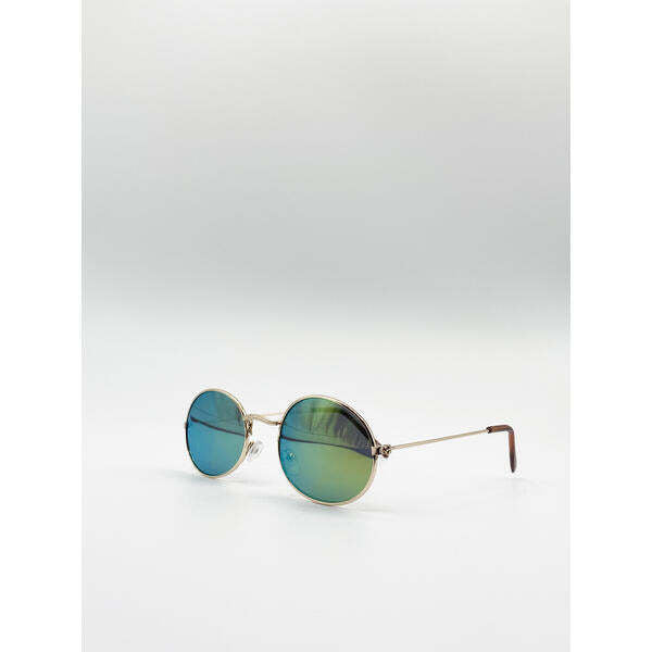 SVNX metal frame round sunglasses with mirror lenses - British product