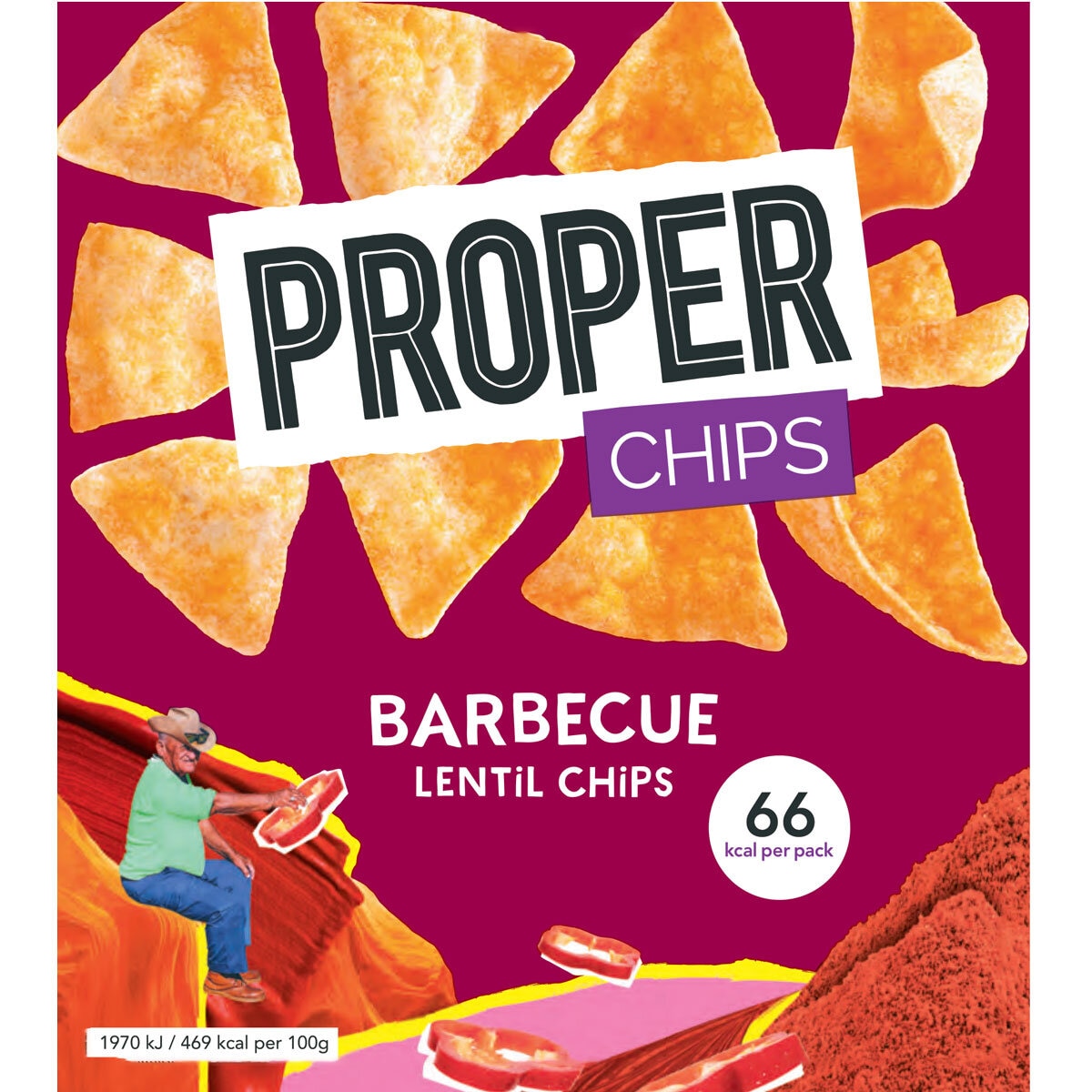 Proper Chips BBQ and Salt & Vinegar crisps 32x14g, imported from the UK