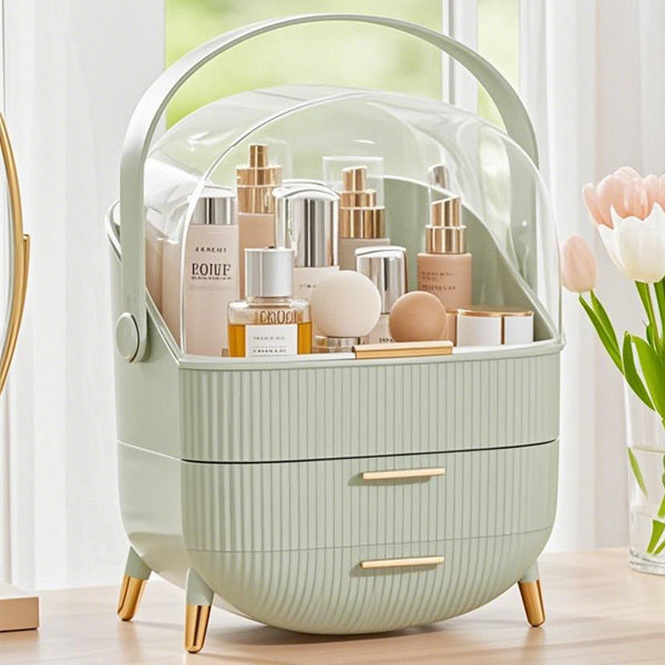Livingandhome dustproof makeup organizer mint green 25x18.5x37cm, UK version