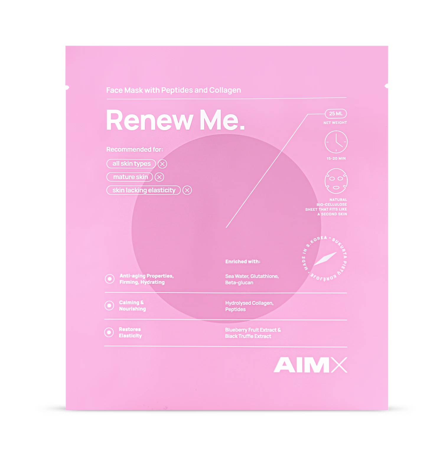 AimX Renew Me sheet mask 25ml, imported from the UK