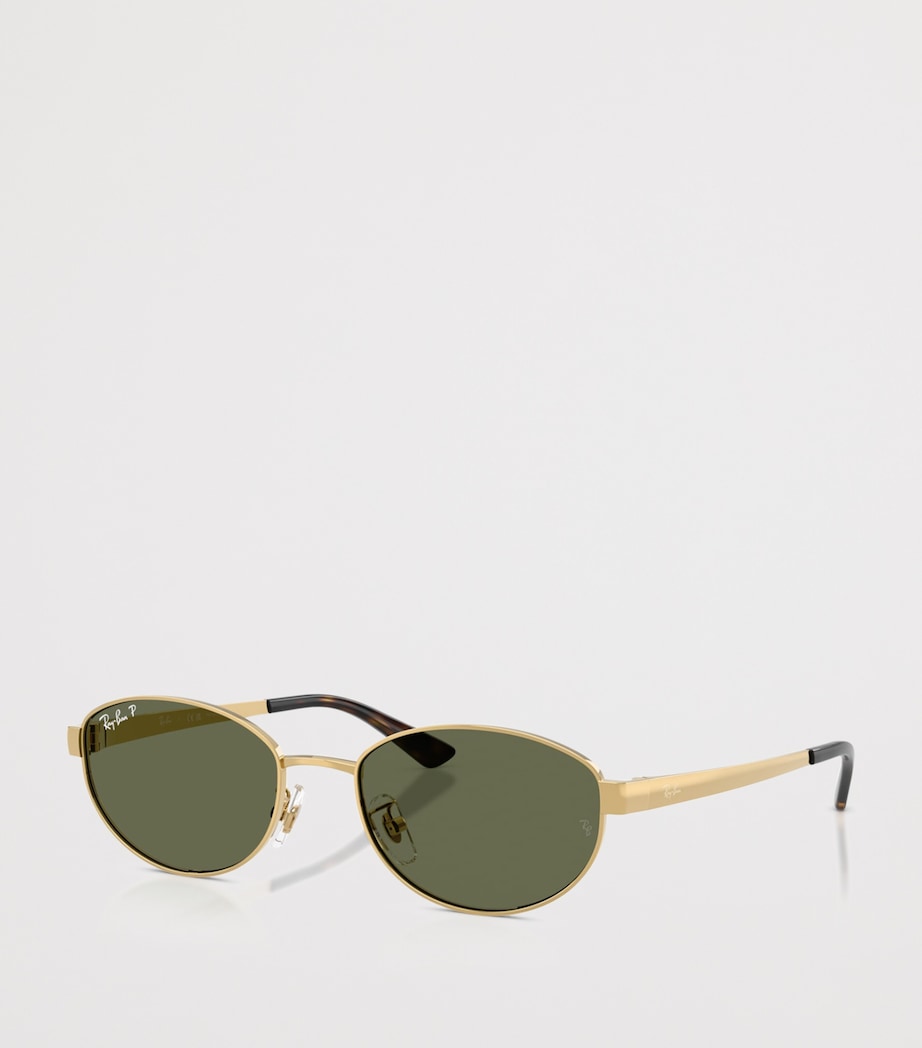 Ray-Ban RB3774D metal oval sunglasses gold-tone, imported from the UK