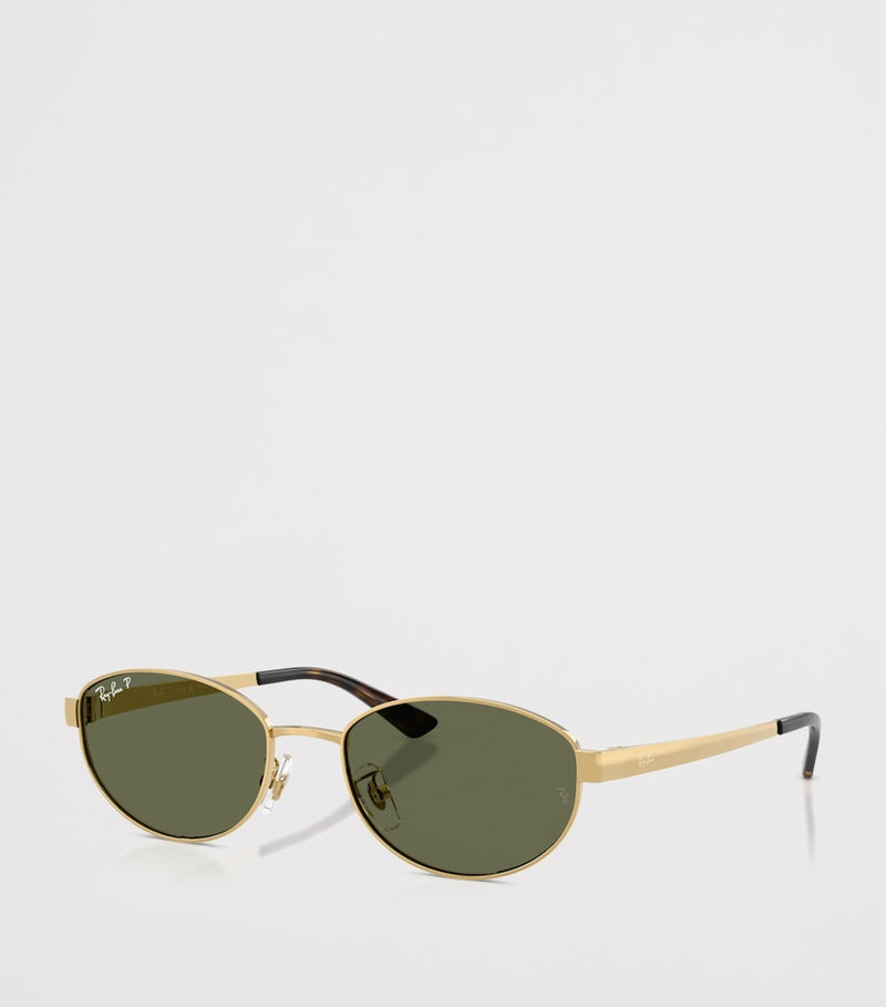 Ray-Ban RB3774D metal oval sunglasses gold-tone, imported from the UK