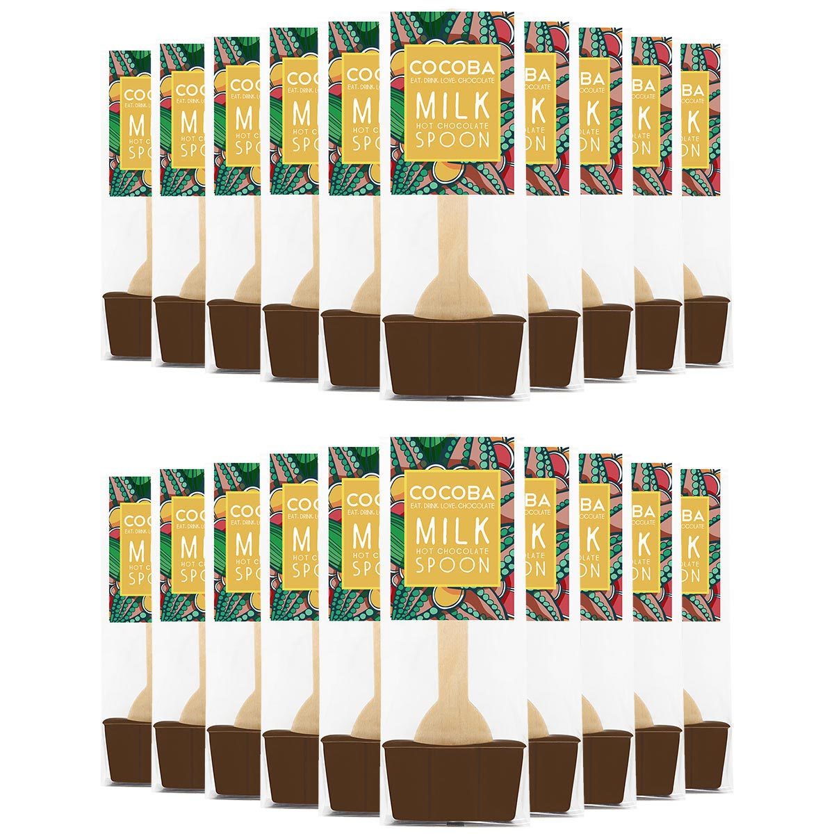 Cocoba milk chocolate hot chocolate spoons 20 x 50g - British product