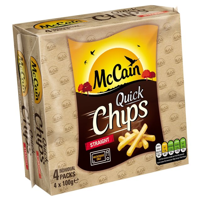 McCain Microwave Quick Chips Straight Cut    4 x 100g GOODS M&S   