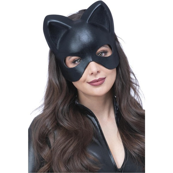 Smiffys black cat eyemask with elastic strap, imported from the UK