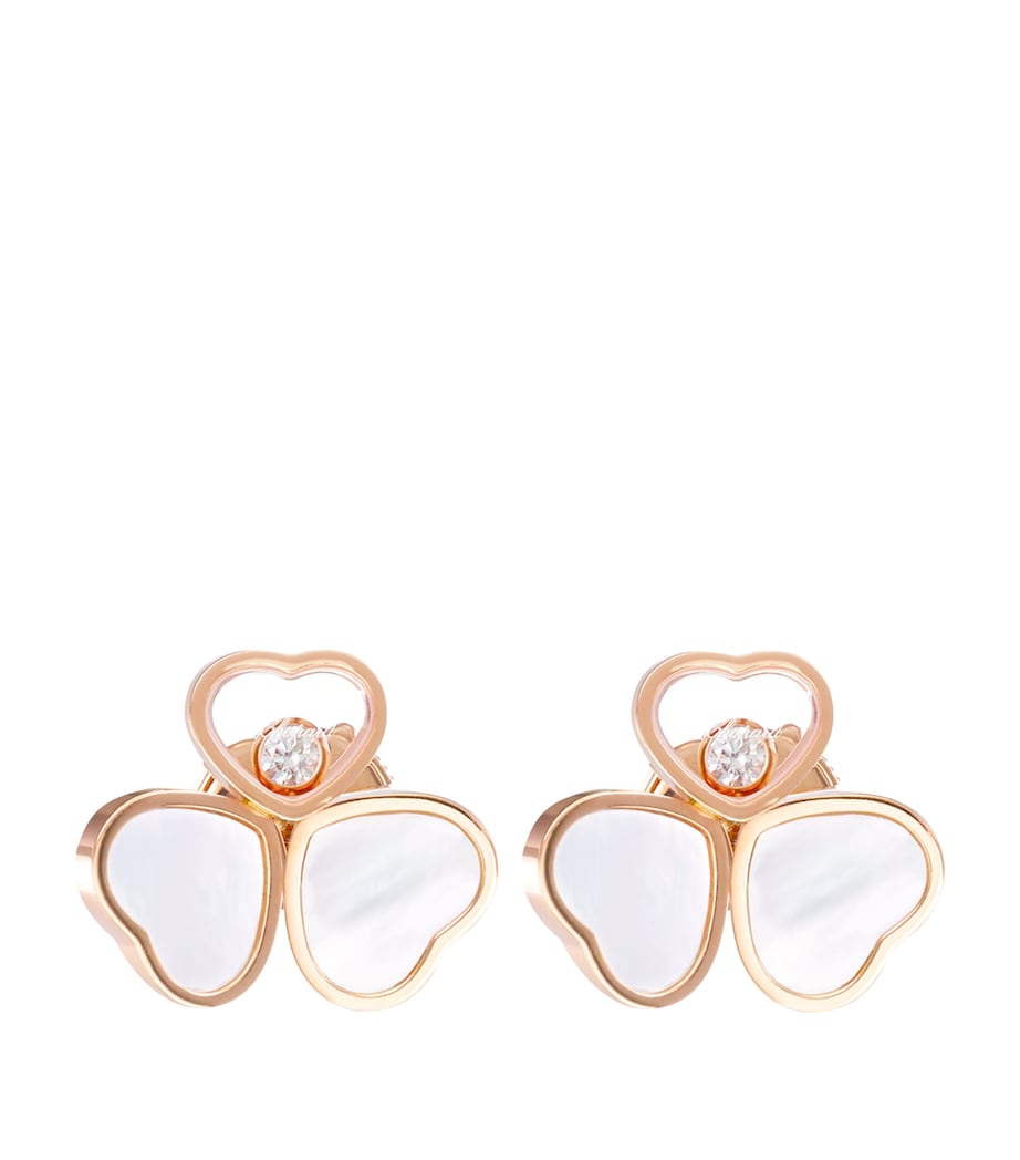 Chopard Happy Hearts rose gold earrings with mother-of-pearl and diamond (British brand)