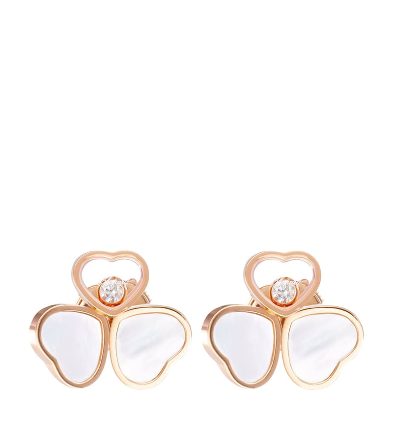 Chopard Happy Hearts rose gold earrings with mother-of-pearl and diamond (British brand)
