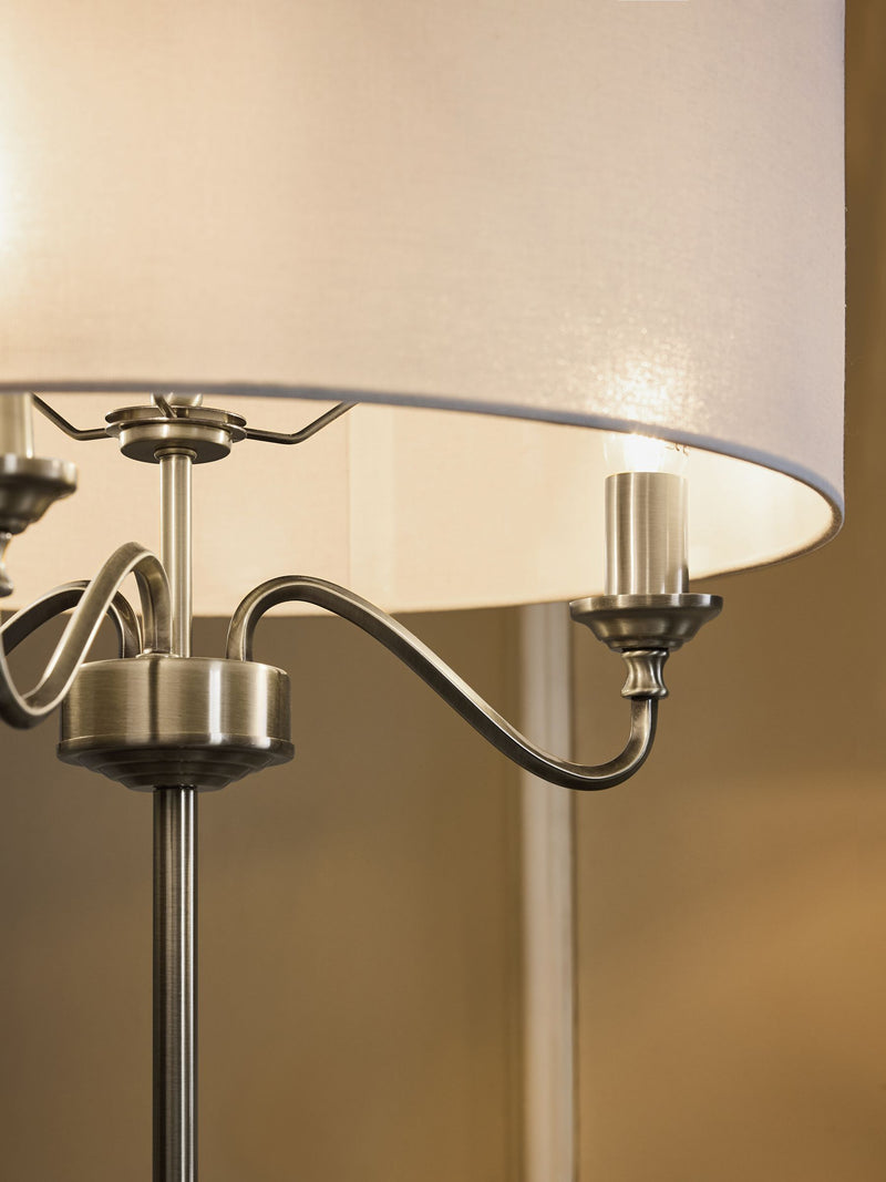 Brushed Nickel Burford 3 Light Floor Lamp - British product