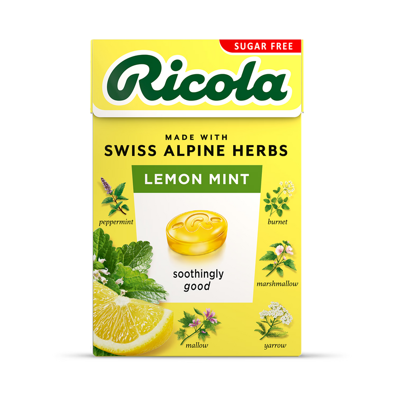 Ricola lemon mint herbal sweets 45g, imported from the UK