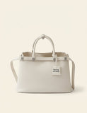 Buckle medium leather tote bag - BLACK