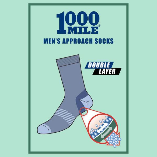 1000 Mile Men's Approach Repreve double layer socks (British brand)