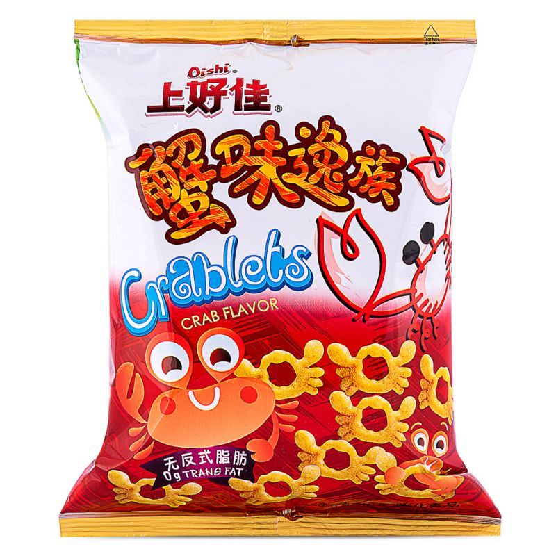 Oishi Crablets crab flavour snack - British product