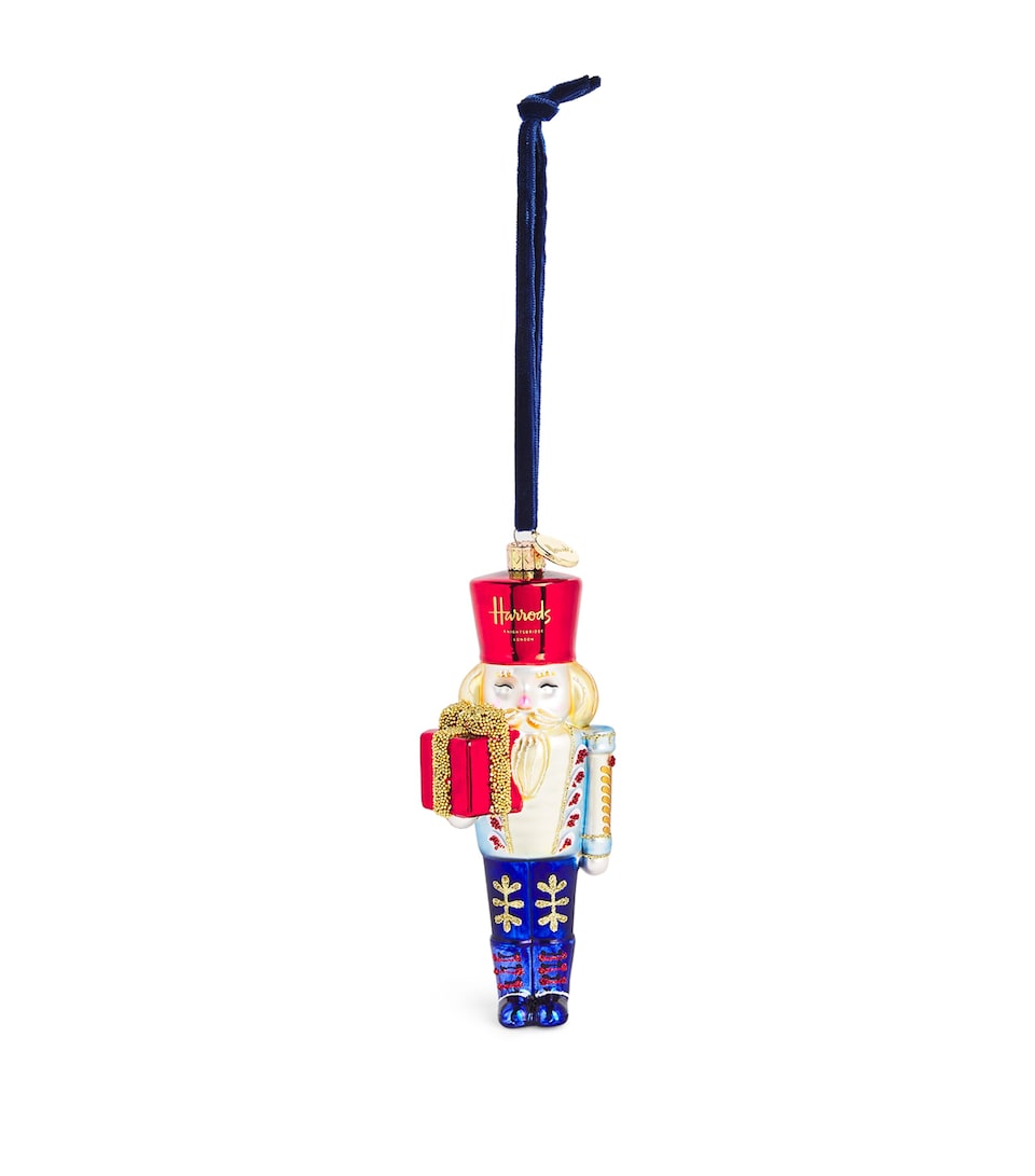 Glass-Blown Nutcracker Tree Decoration with Hanging Loop, 16.5cm Height