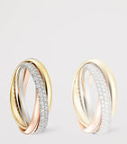 Cartier small Trinity ring three gold bands with pavé diamonds, imported from the UK