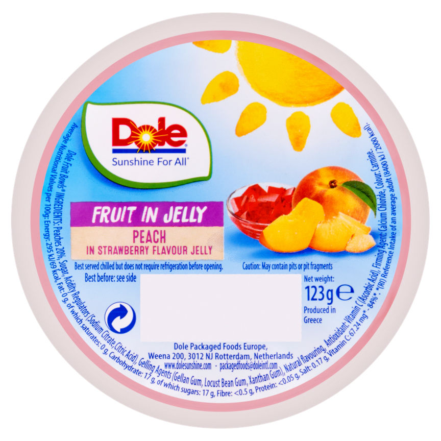 Dole Fruit in Jelly Peaches in Strawberry Jelly Fruit Snack GOODS ASDA   