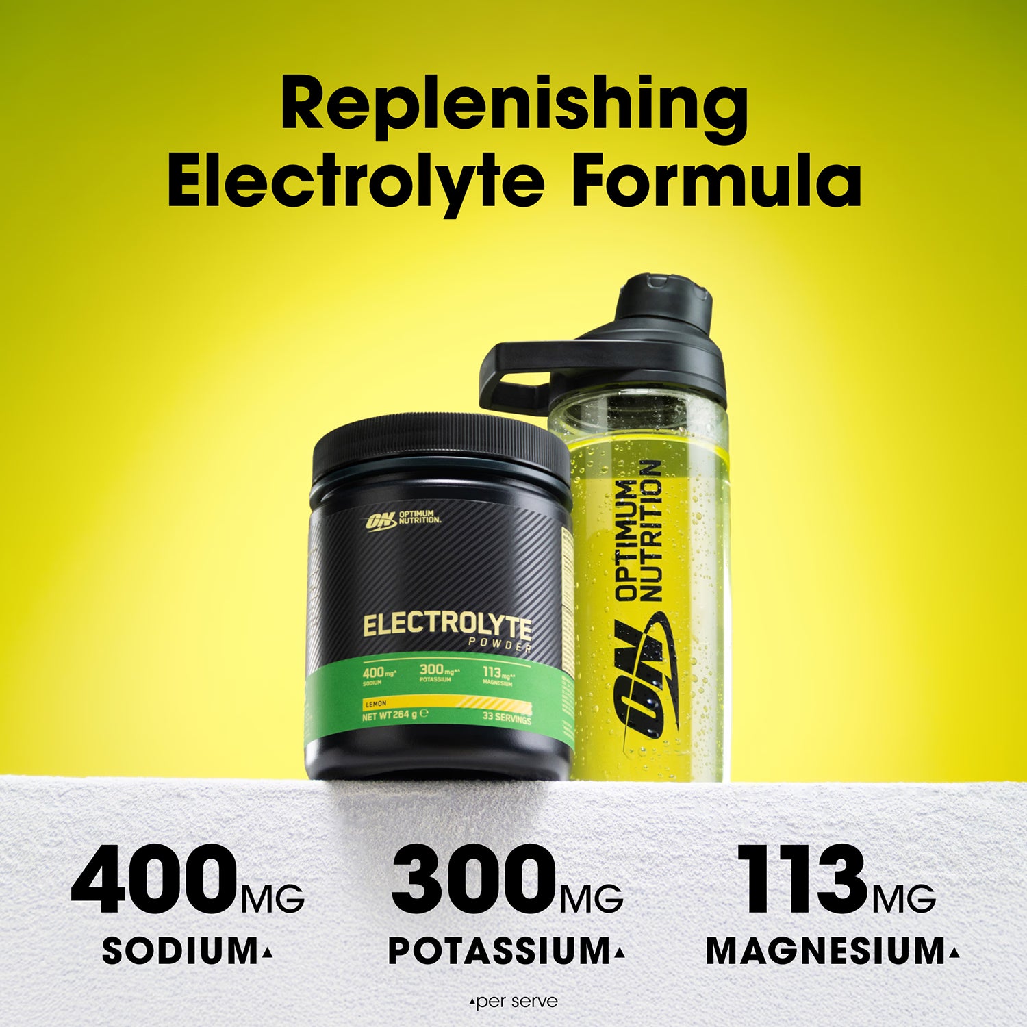 Optimum Nutrition electrolyte powder lemon 264g, UK version