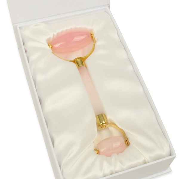 White Lotus Premium Rose Quartz facial roller, UK version