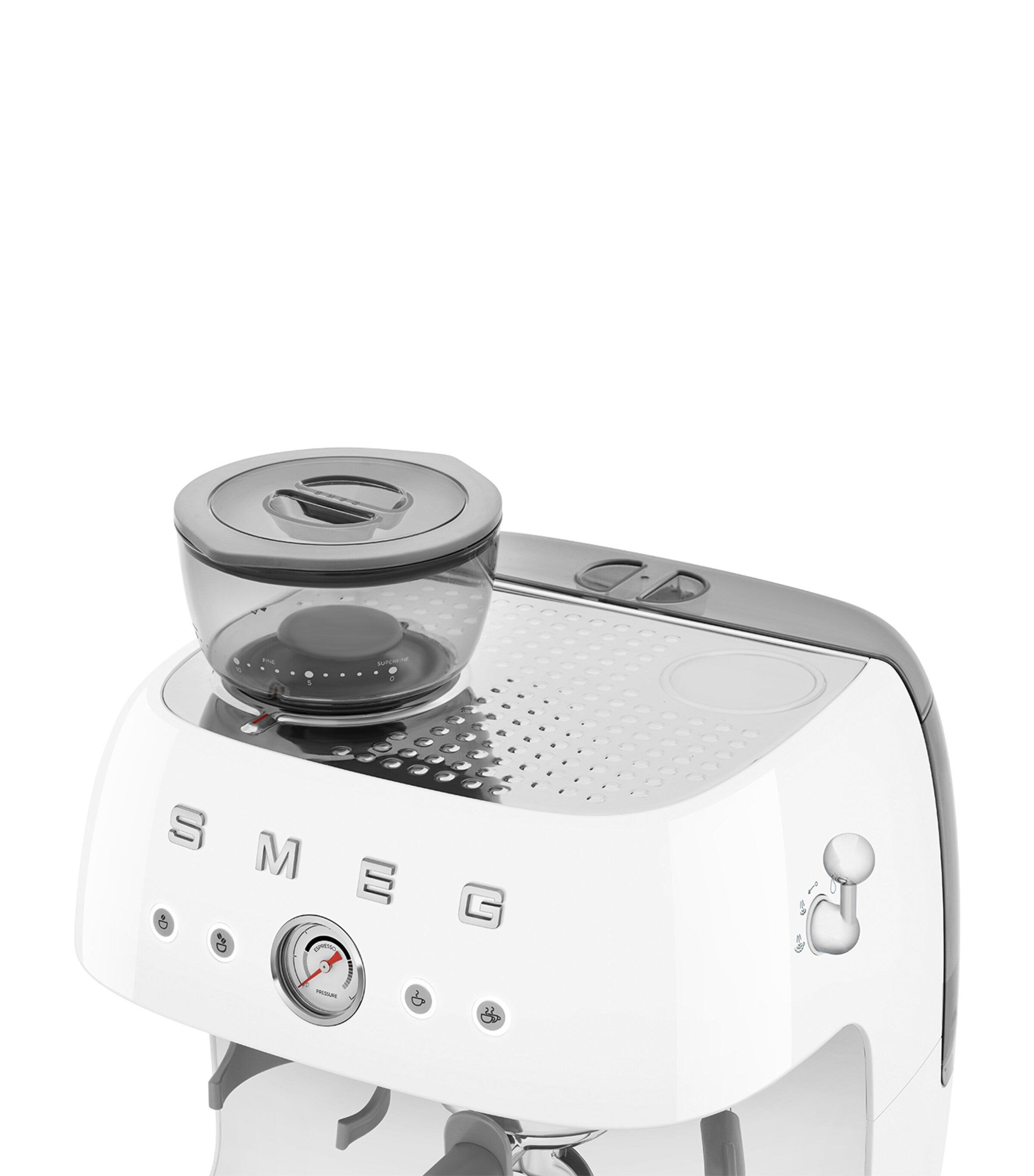 Smeg EGF03WHUK espresso coffee machine with grinder (British brand)