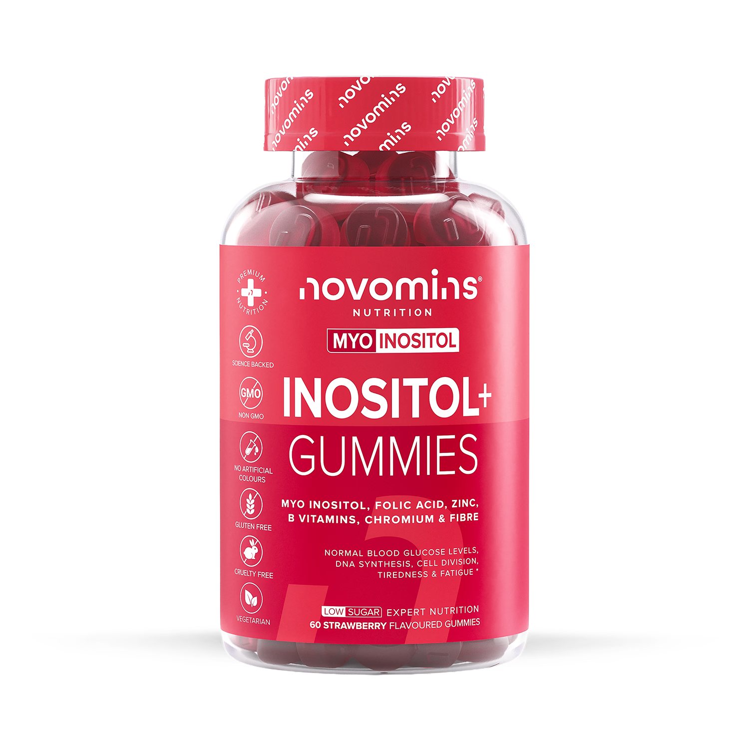 Novomins Inositol+ Strawberry Flavour Gummies 60 Count imported from the UK