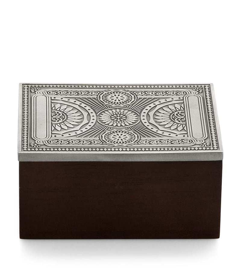 Royal Selangor Ace playing card box rubberwood and pewter, UK version