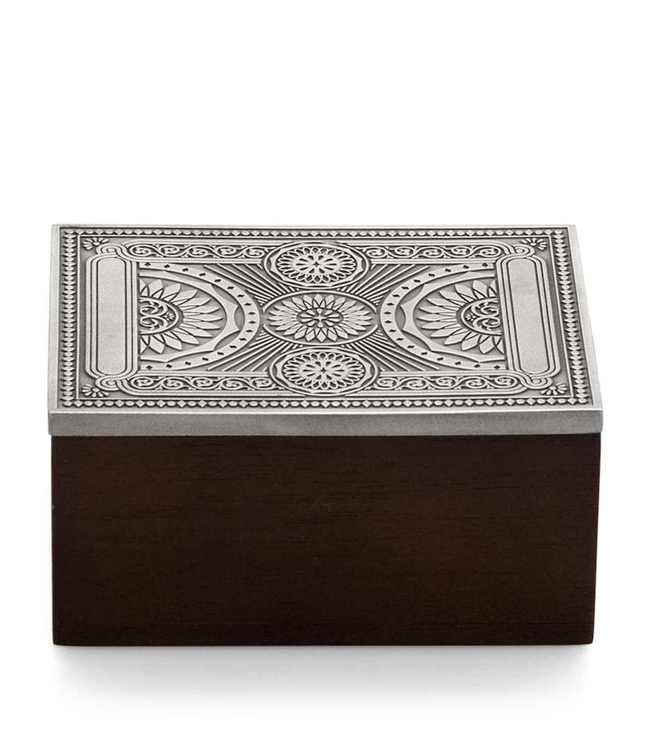 Royal Selangor Ace playing card box rubberwood and pewter, UK version