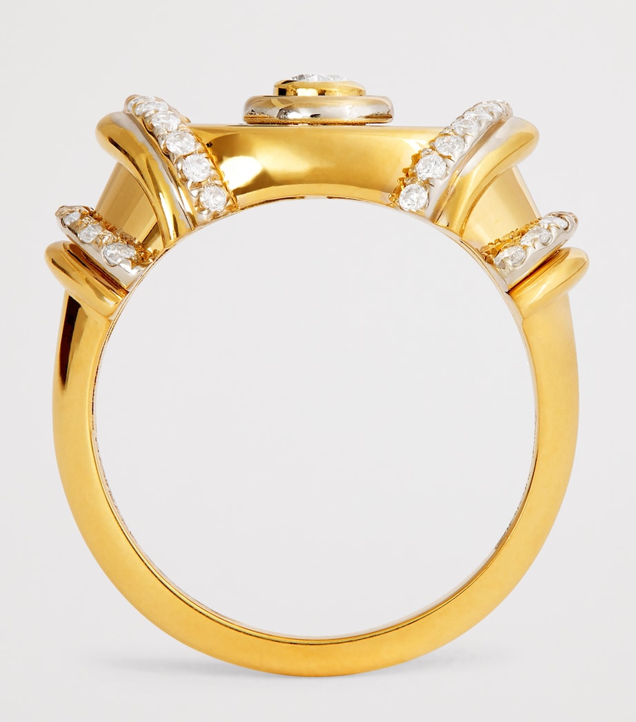 L'Atelier Nawbar yellow gold diamond pinky ring, imported from the UK