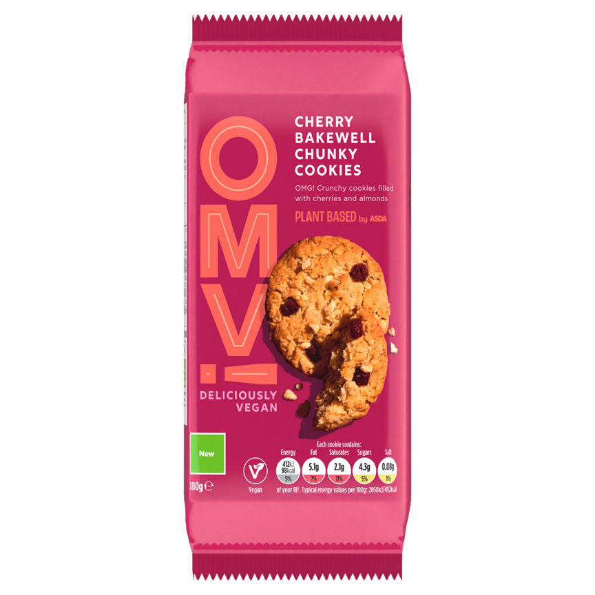 ASDA Plant Based OMV! Cherry Bakewell Chunky Cookies 180g