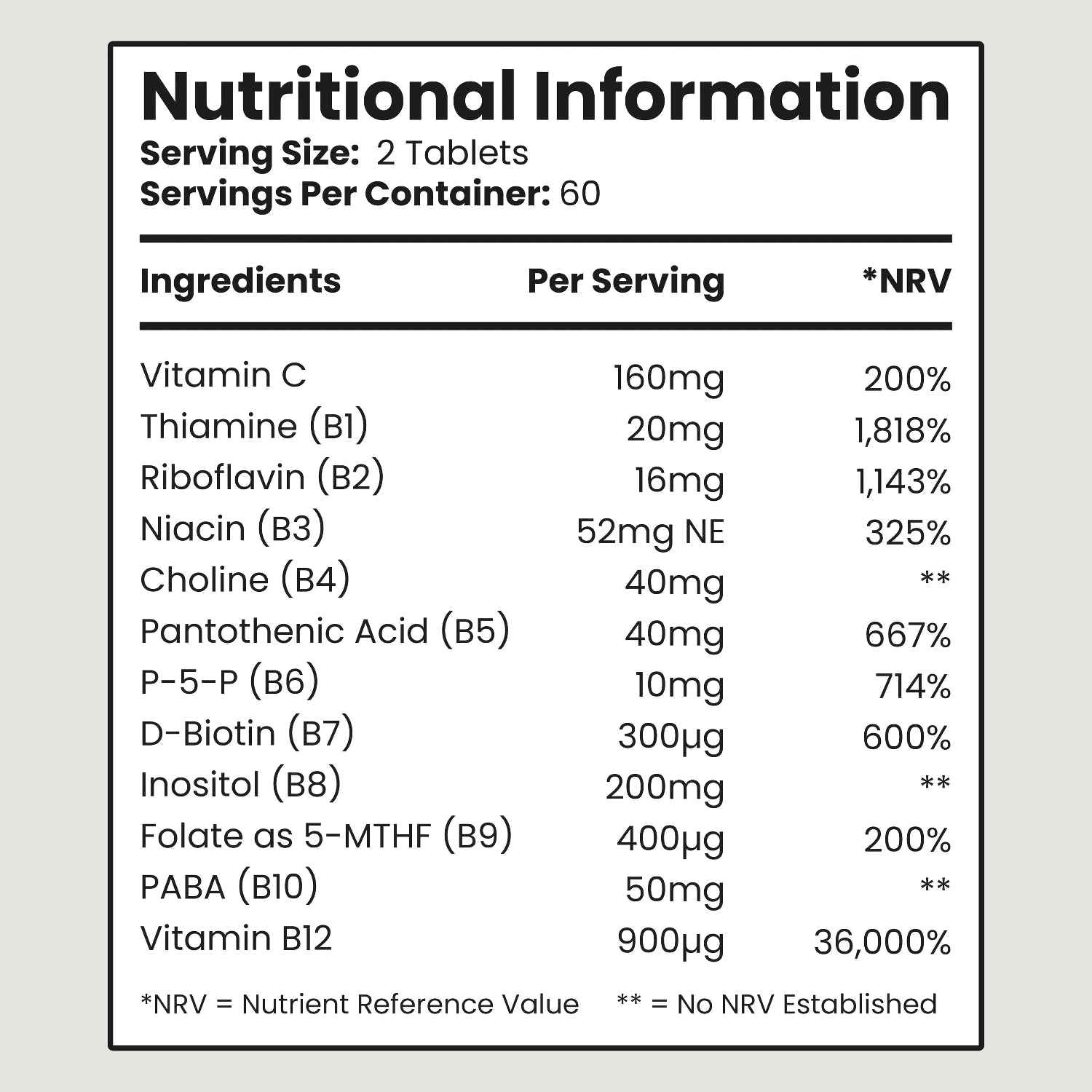 VitaBright methylated B complex with Vitamin C 120 tablets (British brand)