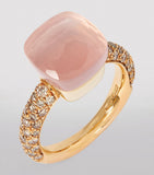 Pomellato Nudo ring with pink quartz and diamonds, UK version
