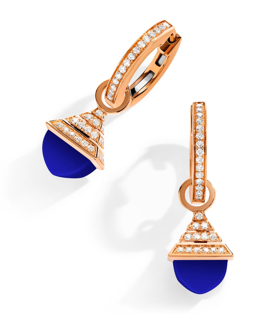 MARLI New York rose gold diamond lapis lazuli drop earrings, UK version
