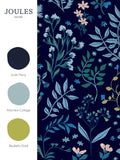 Joules Blue Holcombe Floral Wallpaper Sample, UK version
