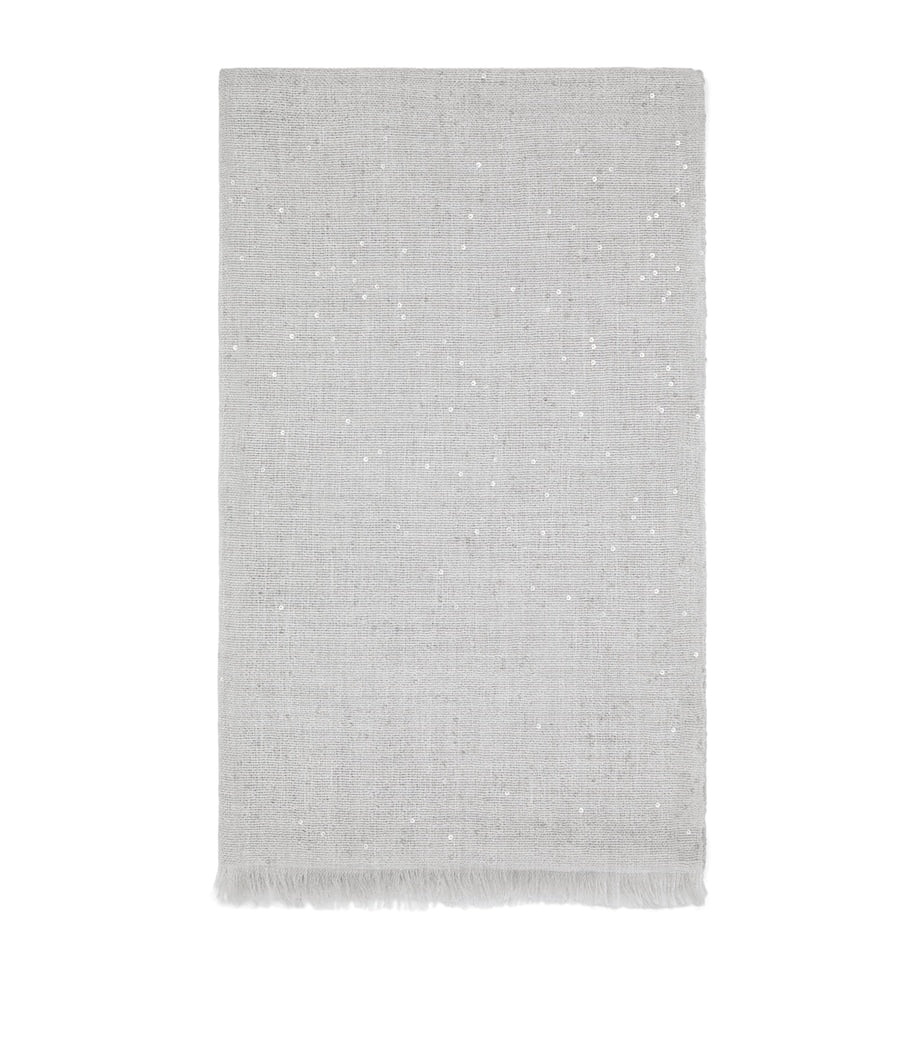 Brunello Cucinelli cashmere silk diamond yarn sequin scarf, imported from the UK