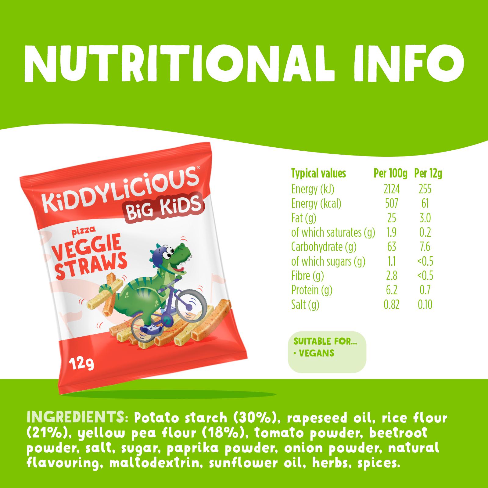 Kiddylicious veggie straws pizza flavour 4x12g - British product