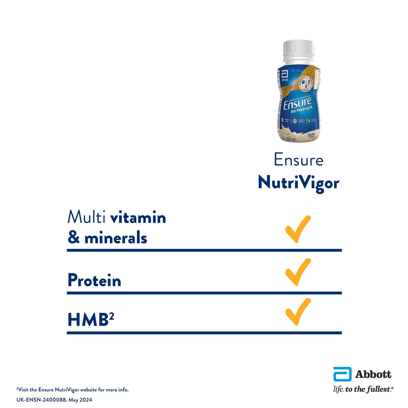 Ensure Nutrivigor vanilla shake 220ml, UK version