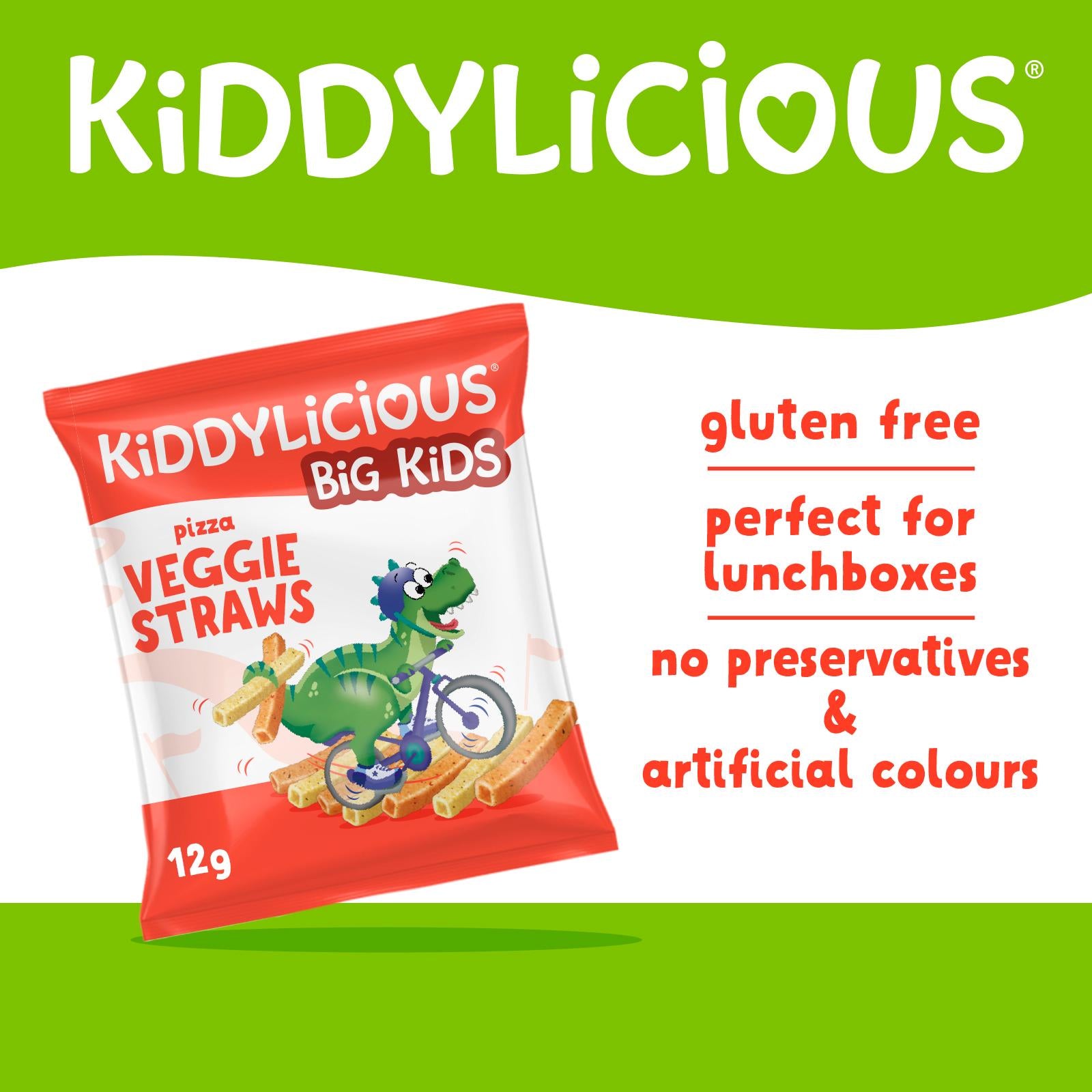 Kiddylicious veggie straws pizza flavour 4x12g - British product