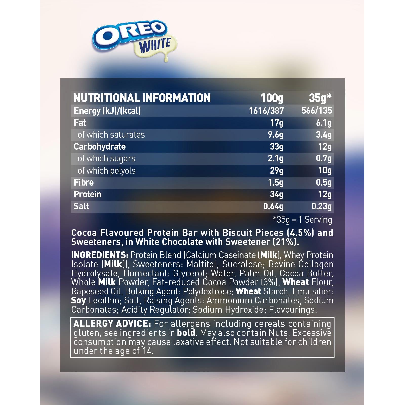 Grenade Oreo White protein bar 35g, imported from the UK