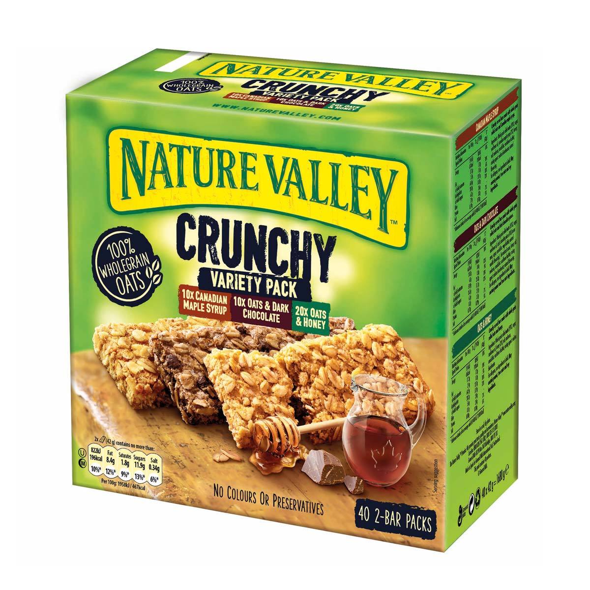 Nature Valley cereal bars variety pack 40 x 42g, imported from the UK